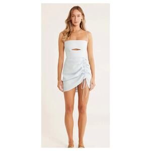 NWT Rumer Bronte Mini Dress Sky Blue Linen Size Small Womens